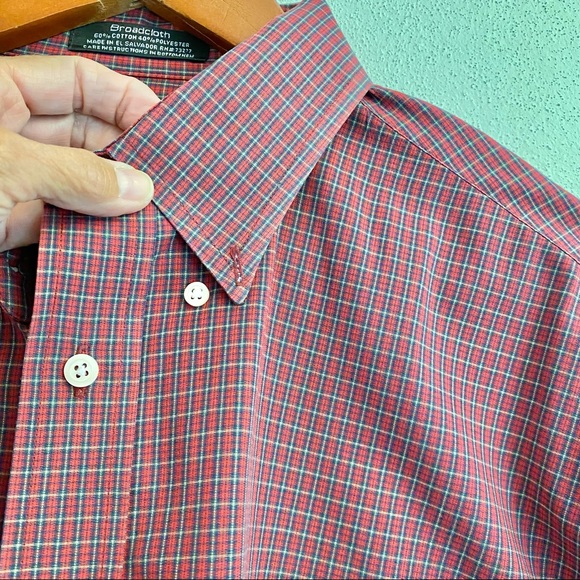Croft‎ and Barrow Mens Shirt classic fit Mens 16.5”-17” Red Plaid Long Sleeve - Picture 4 of 11